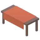 Dark Wooden Table: Red Tablecloth